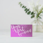 Chic Magenta Paarse Glitter Gradient Typografie Afsprakenkaartje (Staand voorkant)