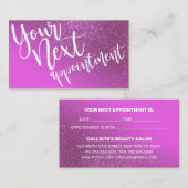 Chic Magenta Paarse Glitter Gradient Typografie Afsprakenkaartje (Voorkant / Achterkant)