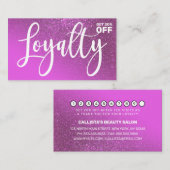 Chic Magenta Paarse Glitter Gradient Typografie Klantenkaartje (Voorkant / Achterkant)