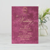Chic Magenta Wedding Kaart (Staand voorkant)