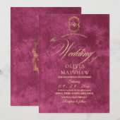 Chic Magenta Wedding Kaart (Voorkant / Achterkant)