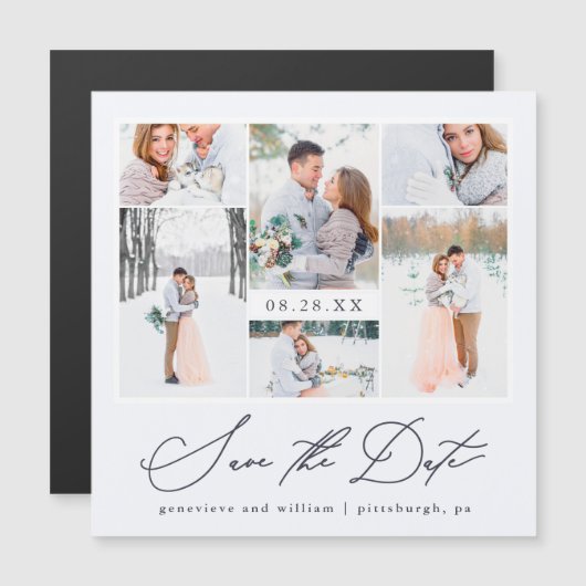 Chic Magnetic Photo Wedding Bewaar de datum (Voorkant / Achterkant)