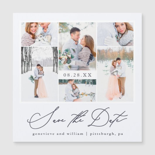 Chic Magnetic Photo Wedding Bewaar de datum (Voorkant)