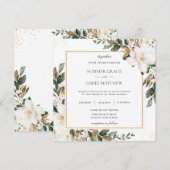 Chic Magnolia Floral Greenery Wedding Square Kaart (Voorkant / Achterkant)