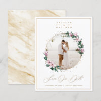 Chic Magnolia Floral met Gold Circle Framed Foto