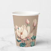 chic magnolia floral papieren bekers (Achterkant)