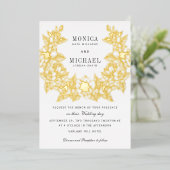 Chic Magnolia Wreath Wedding folie Folie Uitnodiging (Staand Voorkant)