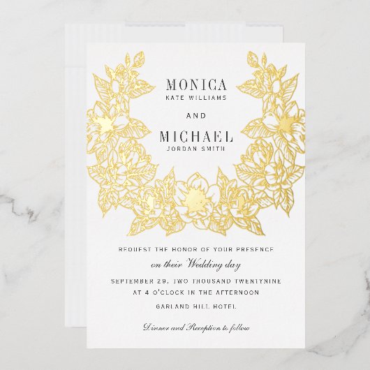 Chic Magnolia Wreath Wedding folie Folie Uitnodiging (Envelop)