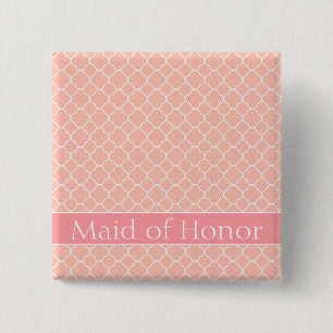 Chic Maid of Honor Pink and White Vierkante Button 5,1 Cm