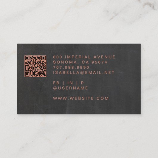 Chic Make-up Artiest QR Code Koper Zwart Visitekaartje (Achterkant)