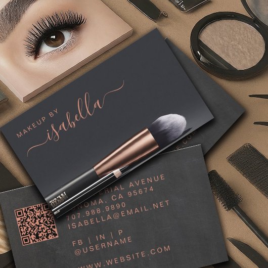 Chic Make-up Artiest QR Code Koper Zwart Visitekaartje