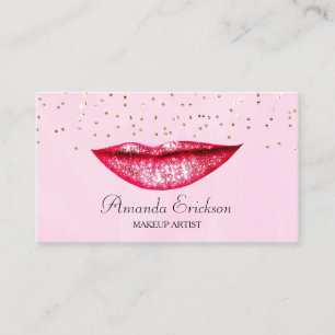 Chic Make-up Artist Pink Gold Faux Diamond Bling Visitekaartje