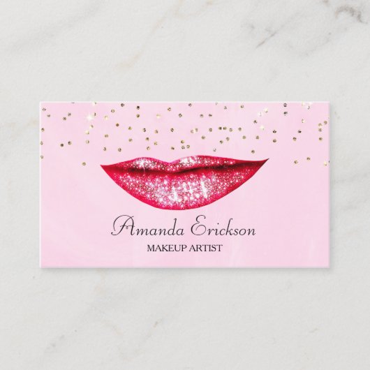Chic Make-up Artist Pink Gold Faux Diamond Bling Visitekaartje (Voorkant)