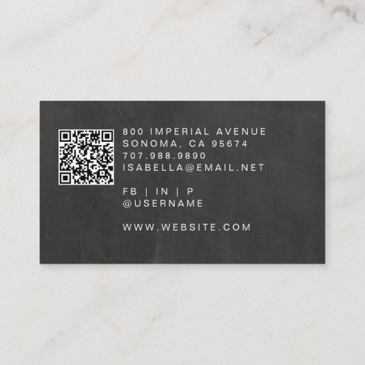 Chic Make-up Artist QR Code Zwart Visitekaartje (Achterkant)