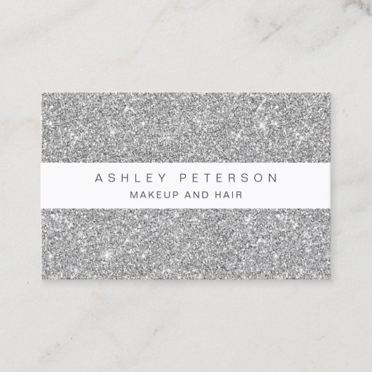 Chic make-up zilveren glitter sparkles sequeins visitekaartje (Voorkant)