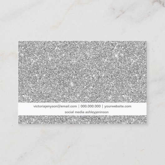 Chic make-up zilveren glitter sparkles sequeins visitekaartje (Achterkant)