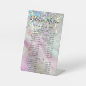 Chic Makeup Artist Holographic Glitter Price Menu Reclamebord Met Voetstuk (Voorkant)