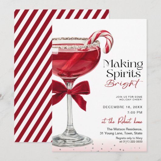 Chic Making Spirits Bright Holiday party Kaart (Voorkant / Achterkant)