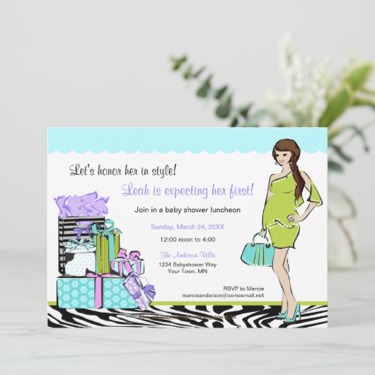 Chic mam-to-be Shower Uitnodiging 1 (Staand voorkant)