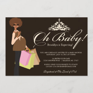 Chic Mama Baby shower nodigt uit   Afrikaans-Ameri Kaart