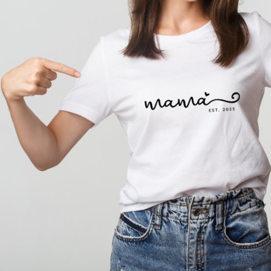 Chic Mama Script met Heart Est. Moederdag Gift T-shirt