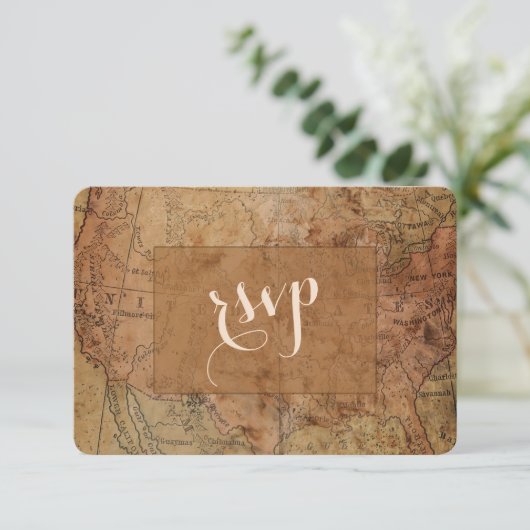 Chic  Map Destination Wedding RSVP (Staand voorkant)