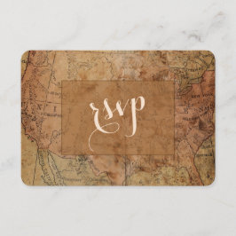 Chic  Map Destination Wedding RSVP Kaartje