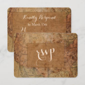 Chic  Map Destination Wedding RSVP Kaartje (Voorkant / Achterkant)
