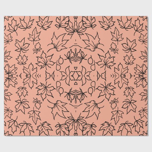 Chic Maple Leaf Outline Aangepaste Kleur Gift Cadeaupapier (Vlak)