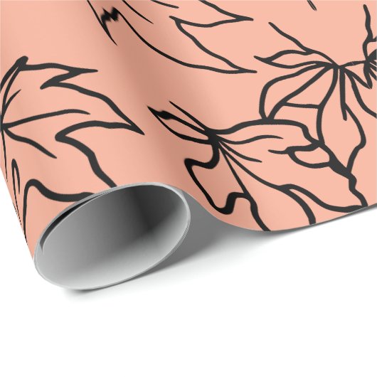 Chic Maple Leaf Outline Aangepaste Kleur Gift Cadeaupapier (Rol Hoek)