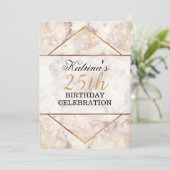 Chic Marble Birthday Party Invitation Kaart (Staand voorkant)