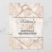 Chic Marble Birthday Party Invitation Kaart (Voorkant / Achterkant)