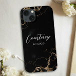 Chic Marble Black & Gold Glitter Monogramname Name Case-Mate iPhone Case<br><div class="desc">Chic iPhone 13 hoesje met zwarte en gouden marmer achtergrond en elegante calligrafiefonts voor jouw naam of initialen. De telefoondekking omvat ruimte om jouw naam of monogram toe te voegen, kunt u uw logo zelfs toevoegen als u deze telefoongeval voor uw zaken gebruikt. Dit professionele zwarte marmer iPhone cover ontwerp...</div>