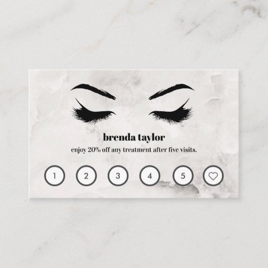 Chic Marble Browbar Eyelash Custom Loyalty Visitekaartje (Voorkant)