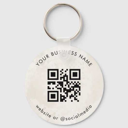 Chic Marble Custom Business Qr Code Scan Sleutelha Sleutelhanger (Voorkant)