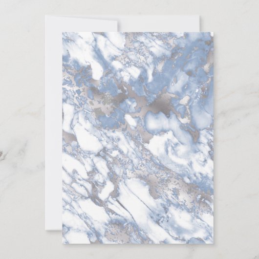 Chic Marble Dusty Blue Silver Wedding Kaart (Achterkant)