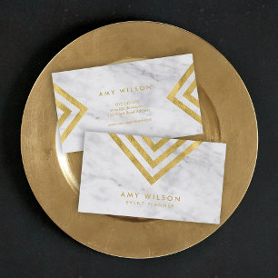 Chic Marble en Faux Gold Geometric Visitekaartje