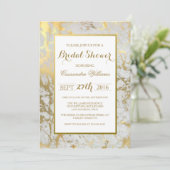 Chic Marble en Gold Bridal Shower Kaart (Staand voorkant)
