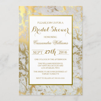 Chic Marble en Gold Bridal Shower Kaart