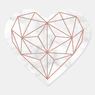 Chic Marble en Roos Gold Foil Geometric Heart Hart Sticker