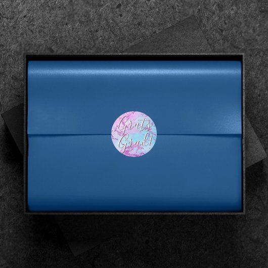 Chic Marble | Glamour Glam Paars Blauw Afstuderen Ronde Sticker