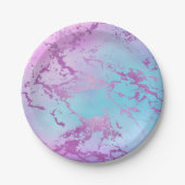 Chic Marble | Glitzy Glam Paars Blauw Verlopend Ve Papieren Bordje (Voorkant)