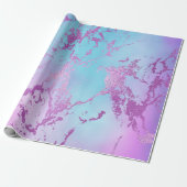 Chic Marble | Glitzy Glam Paars Violet Blauwe Ombr Cadeaupapier (Uitgerold)