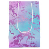 Chic Marble | Glitzy Glam Paars Violet Blauwe Ombr Medium Cadeauzakje (Achterkant)
