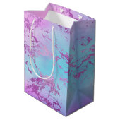 Chic Marble | Glitzy Glam Paars Violet Blauwe Ombr Medium Cadeauzakje (Achterkant Gekanteld)