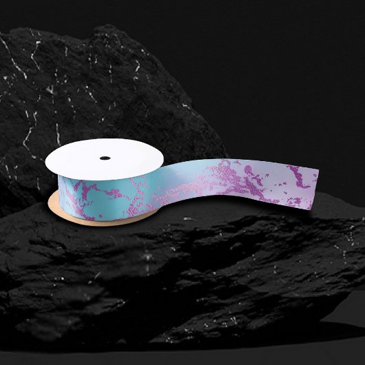 Chic Marble | Glitzy Glam Paars Violet Blauwe Ombr Satijnen Lint