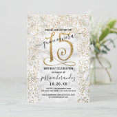 Chic Marble Gold Confetti Border Quinceañera Kaart (Staand voorkant)