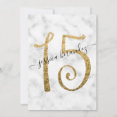 Chic Marble Gold Confetti Border Quinceañera Kaart (Achterkant)