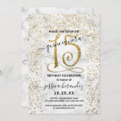 Chic Marble Gold Confetti Border Quinceañera Kaart (Voorkant / Achterkant)
