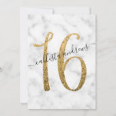 Chic Marble Gold Confetti Border Sweet 16 Kaart (Achterkant)